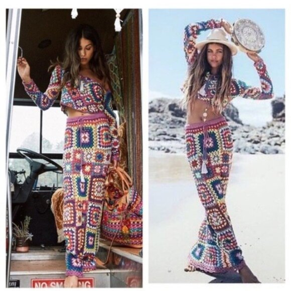 Spell Carnaby Crochet Crop and Maxi Skirt Set Size S/M NWT - Picture 1 of 7